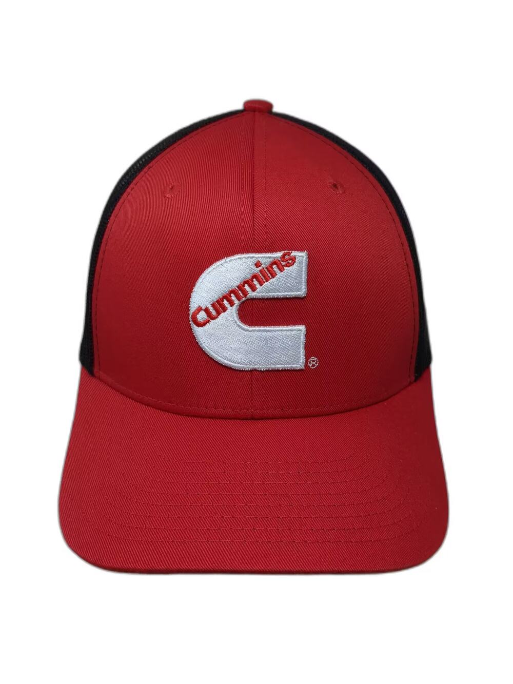 Cummins Trucker Hat Red Black One Size Embroidered Logo Mesh Snapback Adjustable
